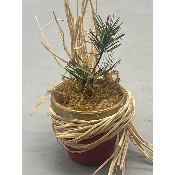 Handmade foe Christmas tree in a pot red gold figurine decor 5" READ - Picture 4 of 5